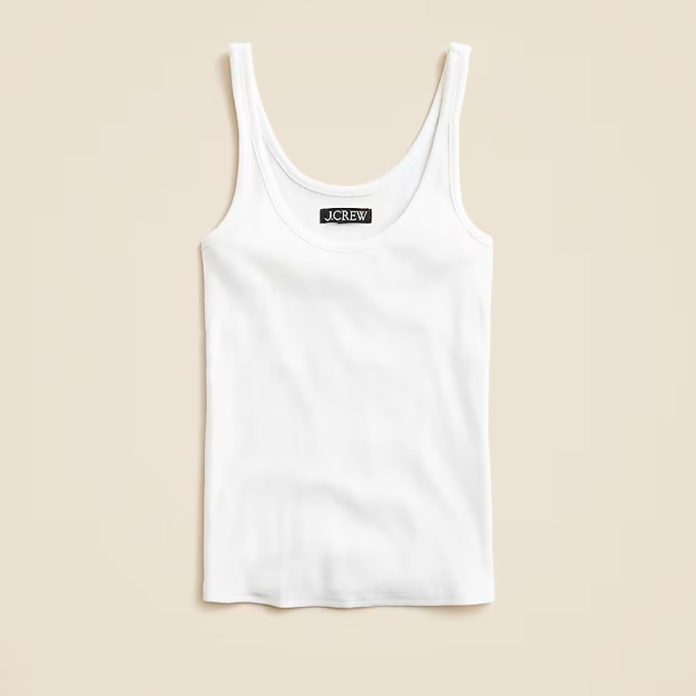 Nwt J Crew New Fine Ribbed White Scoopneck Tank Top Base Layer Size 2x